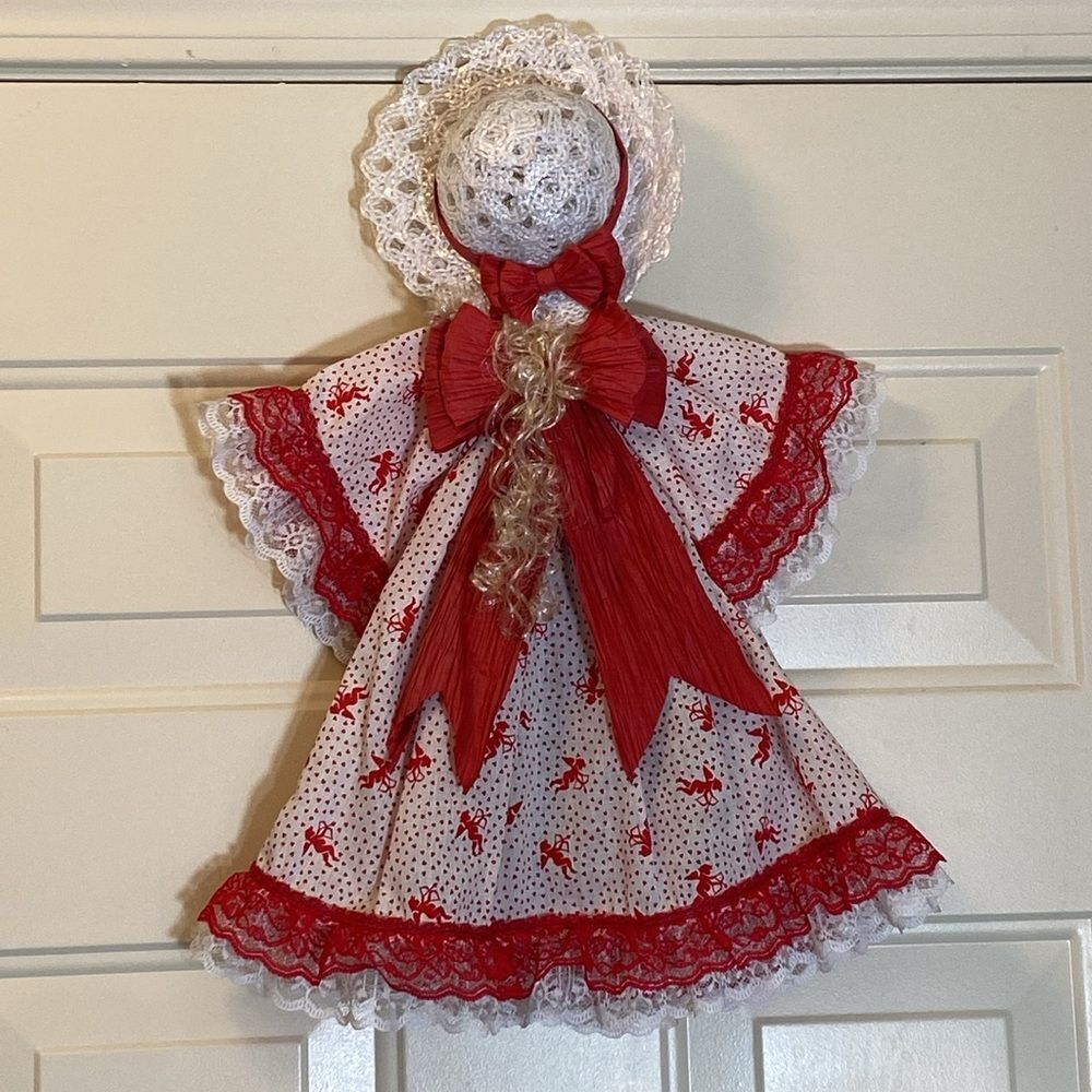Vintage And Handmade Straw Broom Angel Wall Decor
